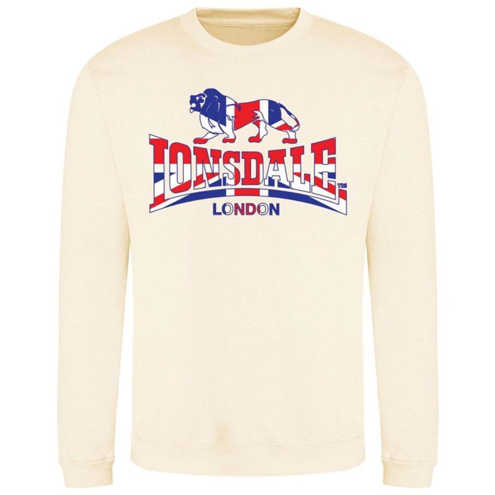 Lonsdale Mens Union Jack Logo Sweatshirt / Vanilla